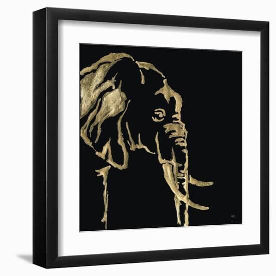 Gilded Elephant on Black-Chris Paschke-Framed Art Print