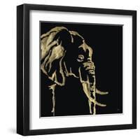 Gilded Elephant on Black-Chris Paschke-Framed Art Print