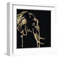 Gilded Elephant on Black-Chris Paschke-Framed Art Print