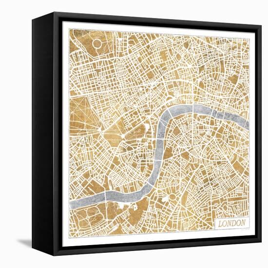 Gilded London Map-Laura Marshall-Framed Stretched Canvas