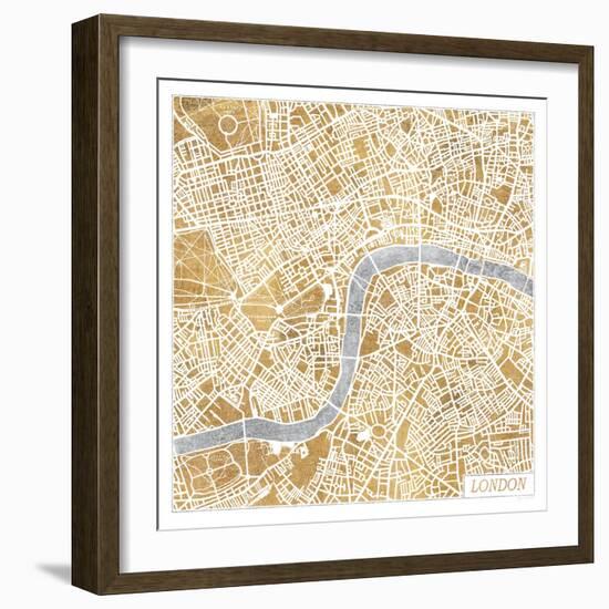 Gilded London Map-Laura Marshall-Framed Art Print