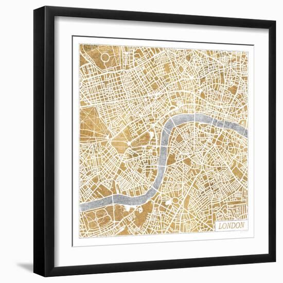 Gilded London Map-Laura Marshall-Framed Art Print