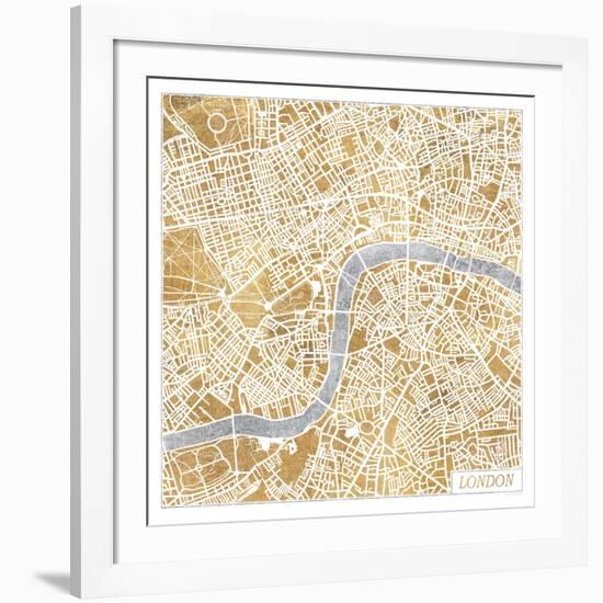 Gilded London Map-Laura Marshall-Framed Art Print