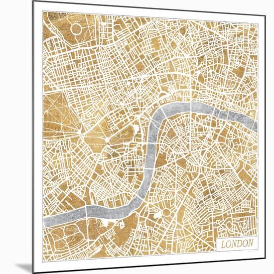 Gilded London Map-Laura Marshall-Mounted Art Print