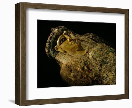 Gilded Mummy with Greek Spiral Curls and Traditional Egyptian Motifs, Bahariya Oasis, Egypt-Kenneth Garrett-Framed Photographic Print