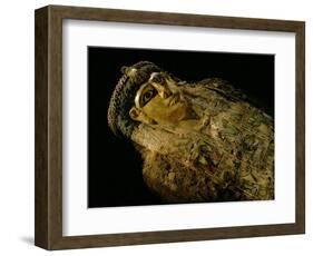 Gilded Mummy with Greek Spiral Curls and Traditional Egyptian Motifs, Bahariya Oasis, Egypt-Kenneth Garrett-Framed Photographic Print