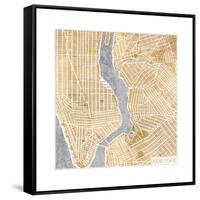 Gilded New York Map-Laura Marshall-Framed Stretched Canvas