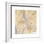 Gilded New York Map-Laura Marshall-Framed Premium Giclee Print