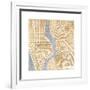 Gilded New York Map-Laura Marshall-Framed Premium Giclee Print