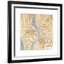 Gilded New York Map-Laura Marshall-Framed Premium Giclee Print