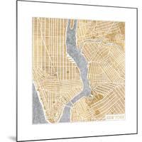 Gilded New York Map-Laura Marshall-Mounted Premium Giclee Print