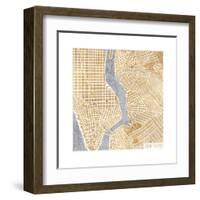 Gilded New York Map-Laura Marshall-Framed Art Print