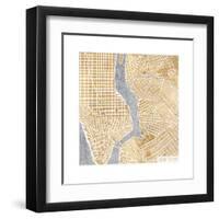 Gilded New York Map-Laura Marshall-Framed Art Print