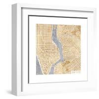 Gilded New York Map-Laura Marshall-Framed Art Print