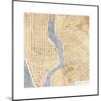 Gilded New York Map-Laura Marshall-Mounted Art Print