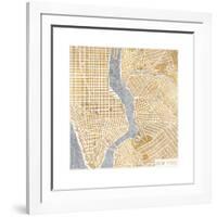 Gilded New York Map-Laura Marshall-Framed Art Print