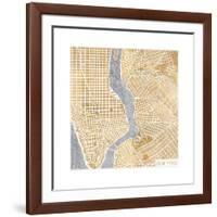 Gilded New York Map-Laura Marshall-Framed Art Print