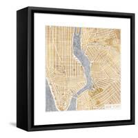 Gilded New York Map-Laura Marshall-Framed Stretched Canvas