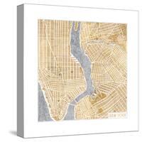 Gilded New York Map-Laura Marshall-Stretched Canvas