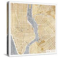 Gilded New York Map-Marshall Laura-Stretched Canvas