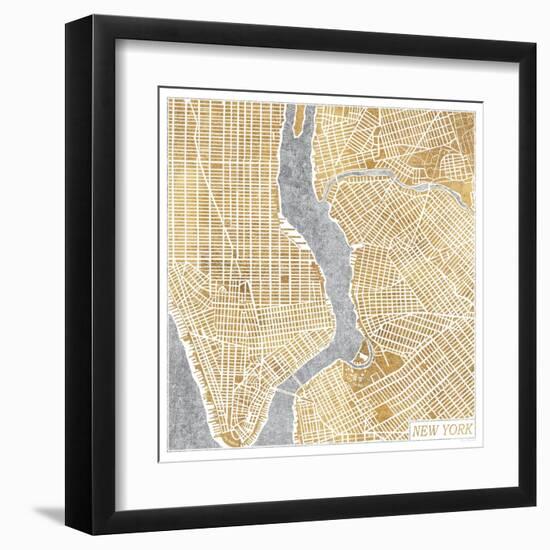 Gilded New York Map-Marshall Laura-Framed Art Print