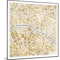 Gilded Paris Map-Laura Marshall-Mounted Art Print