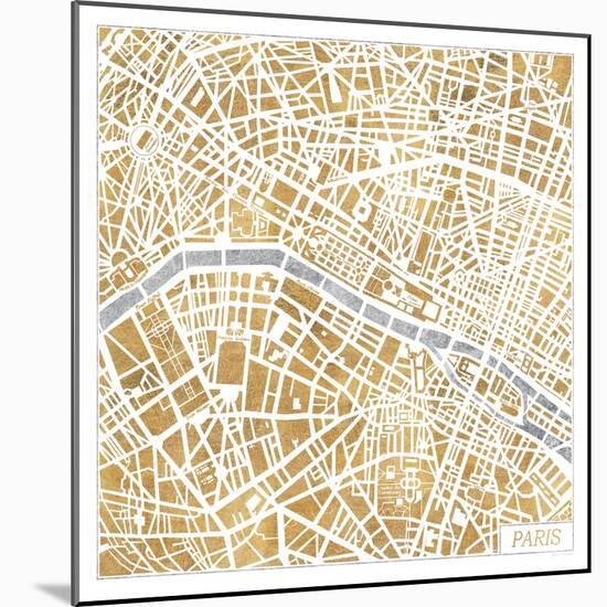 Gilded Paris Map-Laura Marshall-Mounted Art Print