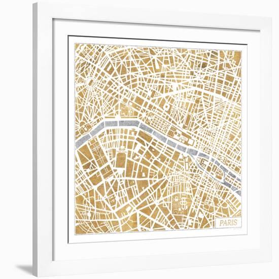 Gilded Paris Map-Laura Marshall-Framed Art Print