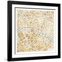 Gilded Paris Map-Laura Marshall-Framed Art Print