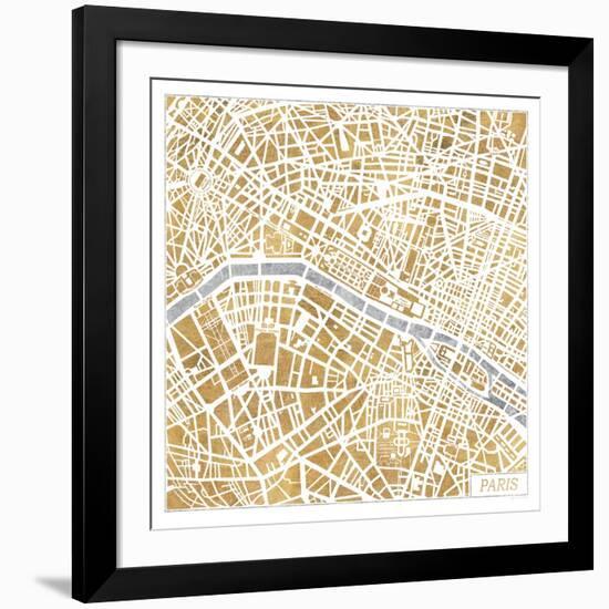 Gilded Paris Map-Laura Marshall-Framed Art Print