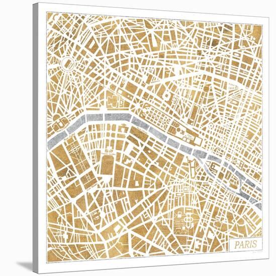 Gilded Paris Map-Laura Marshall-Stretched Canvas