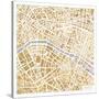 Gilded Paris Map-Laura Marshall-Stretched Canvas