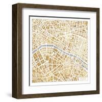 Gilded Paris Map-Laura Marshall-Framed Art Print