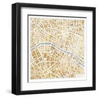 Gilded Paris Map-Laura Marshall-Framed Art Print