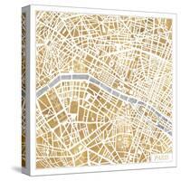 Gilded Paris Map-Laura Marshall-Stretched Canvas