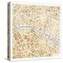 Gilded Paris Map-Laura Marshall-Stretched Canvas