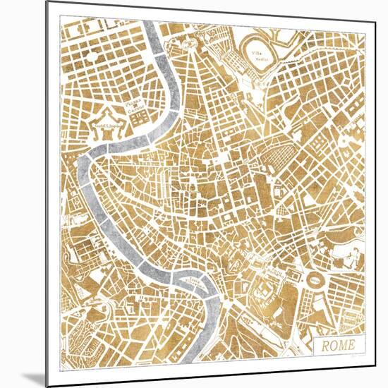 Gilded Rome Map-Laura Marshall-Mounted Art Print