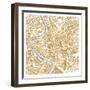 Gilded Rome Map-Laura Marshall-Framed Art Print