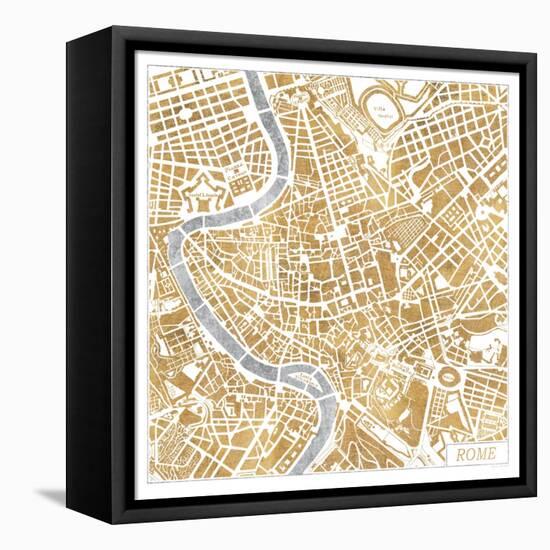 Gilded Rome Map-Laura Marshall-Framed Stretched Canvas