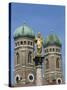 Gilded Statue in the Marienplatz and Towers of the Frauenkirche in Munich, Bavaria, Germany, Europe-Hans Peter Merten-Stretched Canvas