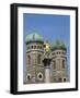 Gilded Statue in the Marienplatz and Towers of the Frauenkirche in Munich, Bavaria, Germany, Europe-Hans Peter Merten-Framed Photographic Print
