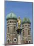 Gilded Statue in the Marienplatz and Towers of the Frauenkirche in Munich, Bavaria, Germany, Europe-Hans Peter Merten-Mounted Photographic Print