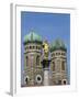 Gilded Statue in the Marienplatz and Towers of the Frauenkirche in Munich, Bavaria, Germany, Europe-Hans Peter Merten-Framed Photographic Print