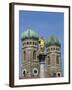 Gilded Statue in the Marienplatz and Towers of the Frauenkirche in Munich, Bavaria, Germany, Europe-Hans Peter Merten-Framed Photographic Print