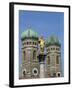 Gilded Statue in the Marienplatz and Towers of the Frauenkirche in Munich, Bavaria, Germany, Europe-Hans Peter Merten-Framed Photographic Print