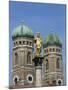 Gilded Statue in the Marienplatz and Towers of the Frauenkirche in Munich, Bavaria, Germany, Europe-Hans Peter Merten-Mounted Photographic Print