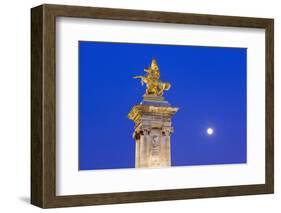 Gilded Statue of Fame and Pegasus on Pont Alexandre-Iii-Massimo Borchi-Framed Photographic Print