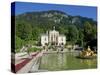 Gilded Statues and Pool in the Gardens in Front of Linderhof Castle, Bavaria, Germany, Europe-Scholey Peter-Stretched Canvas