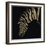 Gilded Zebra on Black-Chris Paschke-Framed Art Print