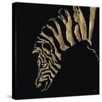 Gilded Zebra on Black-Chris Paschke-Stretched Canvas